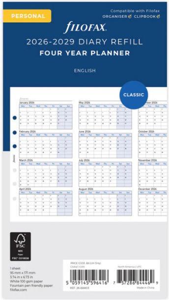 Filofax Pe Jahrespl.4-Jahre Englisch (English)