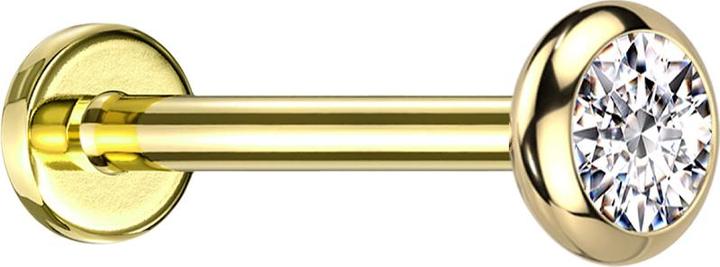 Actual product image Star Piercing Micro Labret internal thread gold-plated disc rounded gold-plated crystal silver (Titanium G23, without brass)