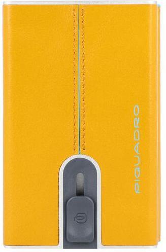 Actual product image Piquadro Leather Card Holder, Square Sliding System, Yellow, Uni