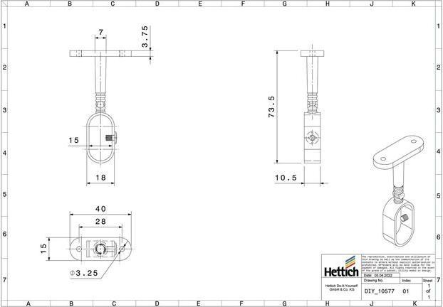 Produktbild Hettich Schrankrohr-Mittelträger, für Rohrprofil oval 15 x 30 mm, verchromt