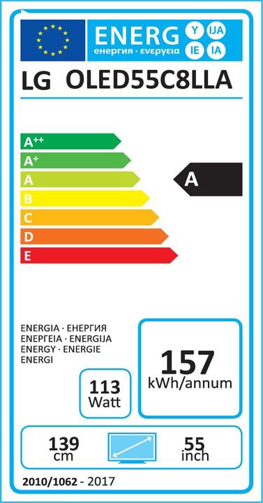 Energy Label LG OLED55C8LLA (55", OLED, 4K, 2018)