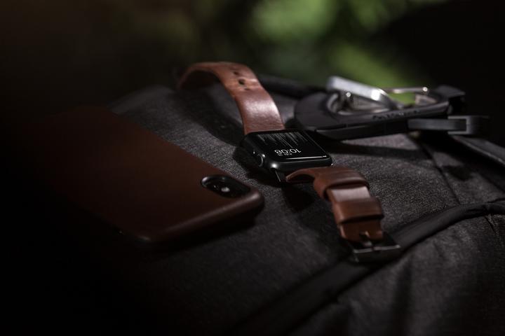 Actual product image Nomad Modern Connector Strap (44 mm, Leather, Stainless steel)