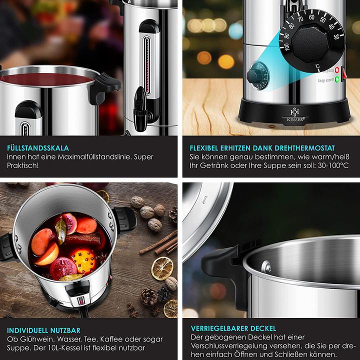 Image du produit Kesser Chaudière à vin chaud 10L acier inoxydable (10 l)