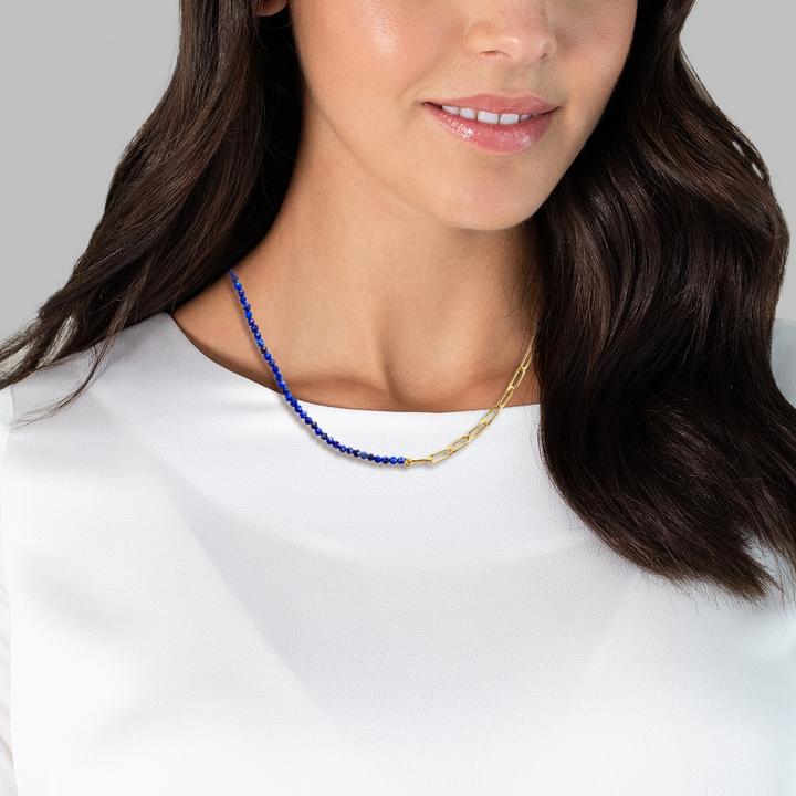 Actual product image Glanzstücke München Ladies sterling silver lapis lazuli yellow gold 40.0 cm base chain + 5.0 cm extension - 26939 (Sterling Silver, 40 - 45 cm)