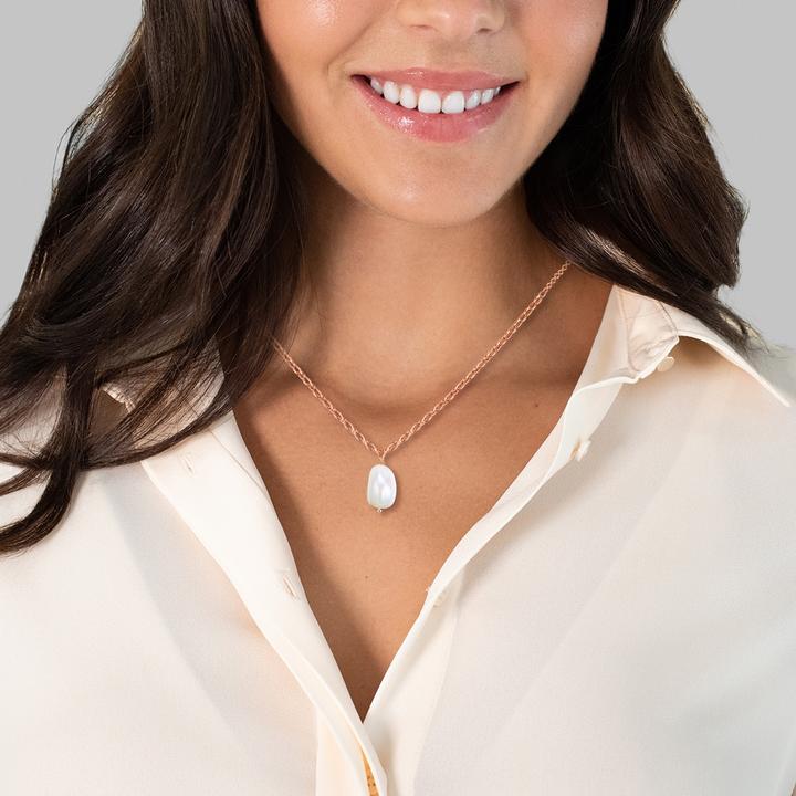 Produktbild Glanzstücke München Damen Sterling Silber Süsswasser-Zuchtperle Rose Gold 40,0 cm Grundkette + 5,0 cm Verlängerung - (Sterling Silber, 40 - 45 cm)