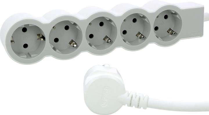 Actual product image Legrand Flat socket strip 5x socket, 1.5 metre cable white-grey 694555 (5 x, CEE 32/3, 1.50 m)