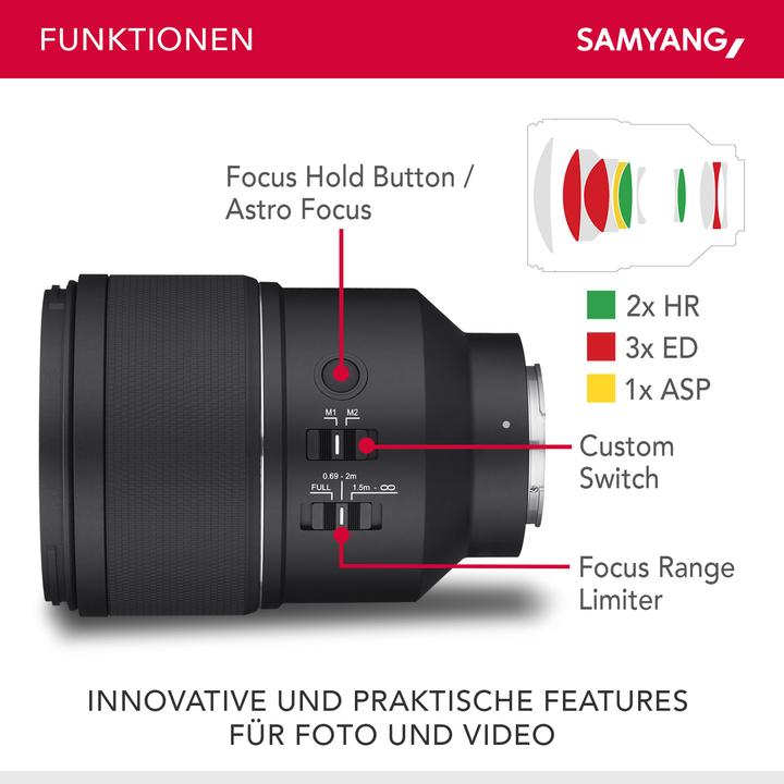 Image du produit Samyang AF 135mm f/1.8 FE (Sony E, Plein format, APS-C / DX)