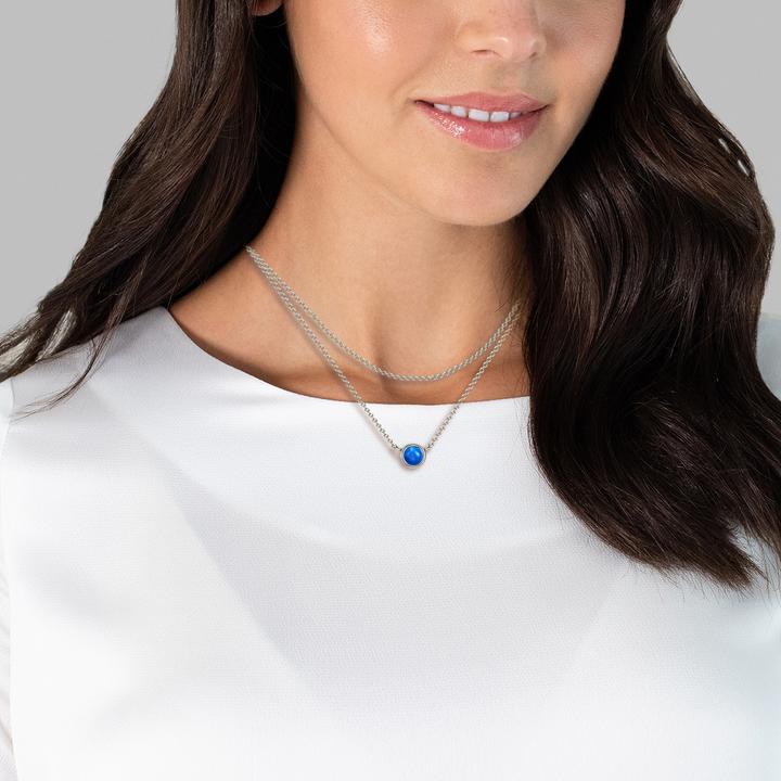 Actual product image Glanzstücke München Ladies sterling silver lapis lazuli silver 42.0/36.0 cm base chain + 5.0 cm extension - 29884 (Sterling Silver)