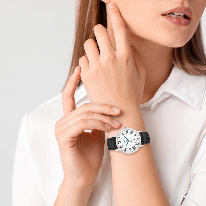 Produktbild Trilani Damen Quarzuhr Echtleder Schwarz - 30490 (Analoguhr, 32 mm)