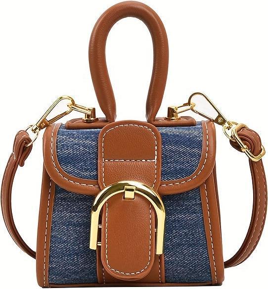 Only-Bags.Store Trendy Mini Kontrast Farbe Handtasche, niedlich und modisch Crossbodybag, verstellbare Riemen