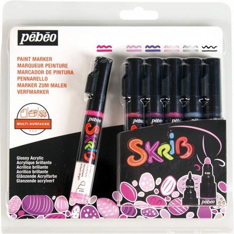 Produktbild Pebeo Skrib Paint Acryl Set Aus 6 Markers Gezuckerte Mandel (0.70 mm, 6 x)