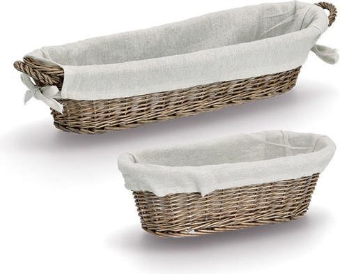 Actual product image Zeller Present Baguette basket with bag, wicker/canvas
