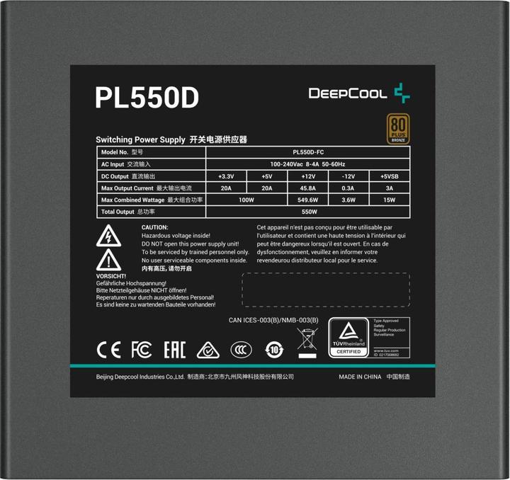 Produktbild Deepcool PL550-D 500W - 80+ Bronze ATX 3.0 (550 W)