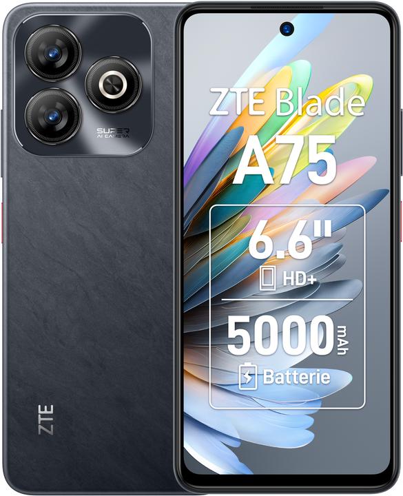 ZTE Blade A75 (128 GB, Black, 6.60", Dual SIM, 50 Mpx, 4G)