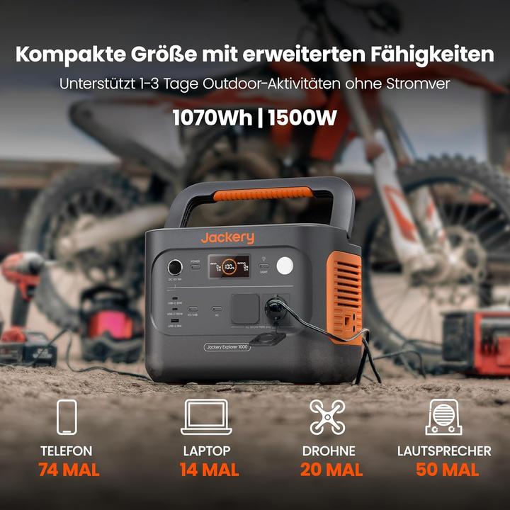 Produktbild Jackery Explorer 1000 V2 (1070 Wh, 11 kg)
