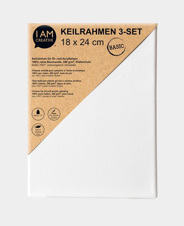 Immagine prodotto I Am Creative Telaio per barella 3-set BASIC (18 x 24 cm)