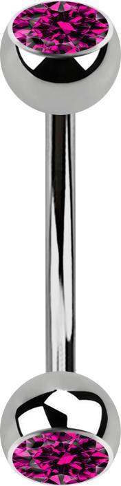 Produktbild Star Piercing Micro Banane silber mit zwei Kugeln Kristall fuchsia (ohne Messing, Titan G23)