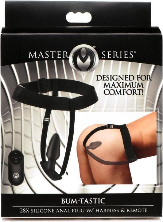 Actual product image Master Series Bum-Tastic 28X Silicone Anal Plug with Harness & Remote Control