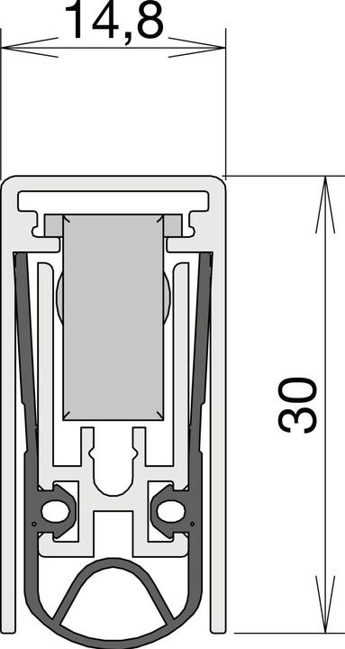 Actual product image Athmer Door seal Sound-Ex® L-15/30 WS,772 x 14.8 x 30 mm, one-sided, natural aluminium