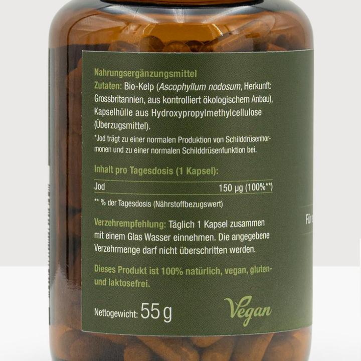 Nährwerte und Zutaten Effective Nature Jod aus Bio-Kelp (180 Stück)