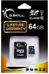 G.Skill Flash memory card (microSDXC-to-SD adapter included) (64 GB, SDXC, UHS-I)
