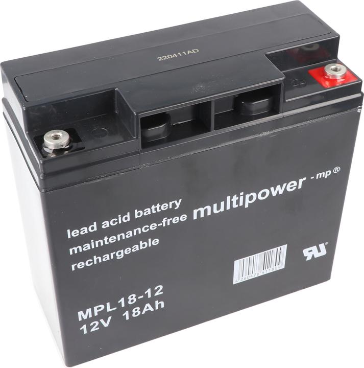 Produktbild Multipower MPL18-12 12V 18Ah Long Life Bleiakku AGM Blei Gel Akku (12 V, 18 Ah)