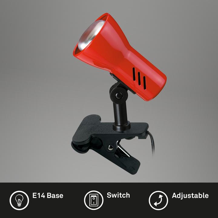 Image du produit Briloner Lampe à pince, rouge, 1xE14/40W (E14)