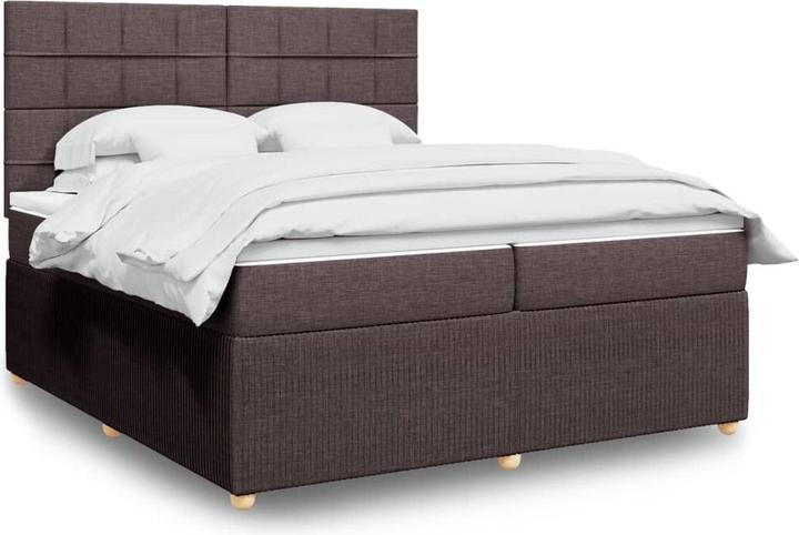 Produktbild VidaXL Boxspringbett Polsterbett Bett mit Matratze Dunkelbraun 200x200cm Stoff (200 x 200 cm, 200 x 200 cm)