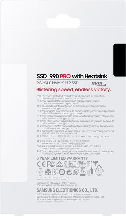 Image du produit Samsung 990 Pro with Heatsink (Retail) (1000 Go, M.2 2280)