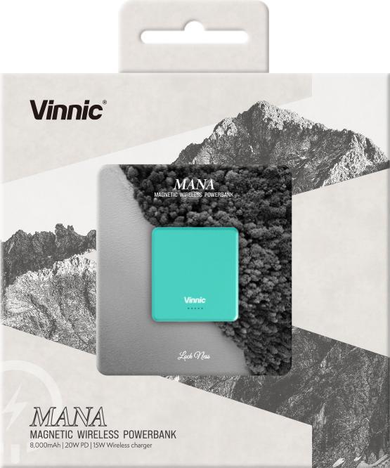 Produktbild Vinnic MANA Magnetic Wireless Powerbank 8.000mAh, blue (8000 mAh, 15 W, 30.80 Wh)