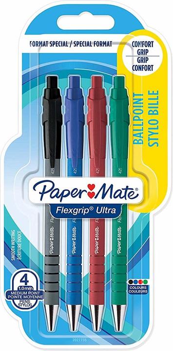Produktbild Paper Mate Kugelschreiber Flexgrip Ultra RT M 3+1 S/B/R (Grün, Rot, Schwarz, Blau, 4 x)