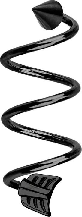 Star Piercing Micro Spirale schwarz mit Cone und Pfeil (Chirurgenstahl 316L, ohne Messing)