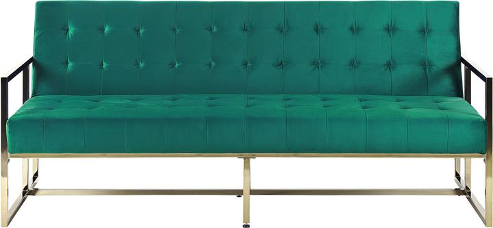 Actual product image Beliani Sofa bed 3-seater velvet fabric emerald green MARSTAL (3-seater)