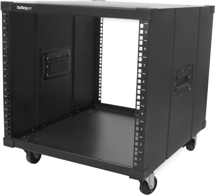 StarTech Mobiles Server Rack mit Griffen - rollbarer Serverschrank / Netzwerschrank - 9HE (9 HE, 19 Zoll Rack)