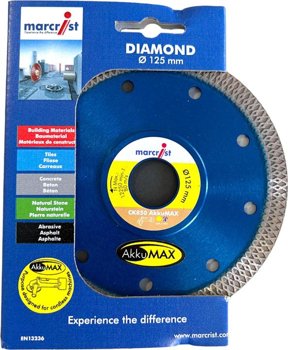 Actual product image Marcrist Diamond cutting disc CK850 AkkuMax 125 x 22.23 mm Tiles