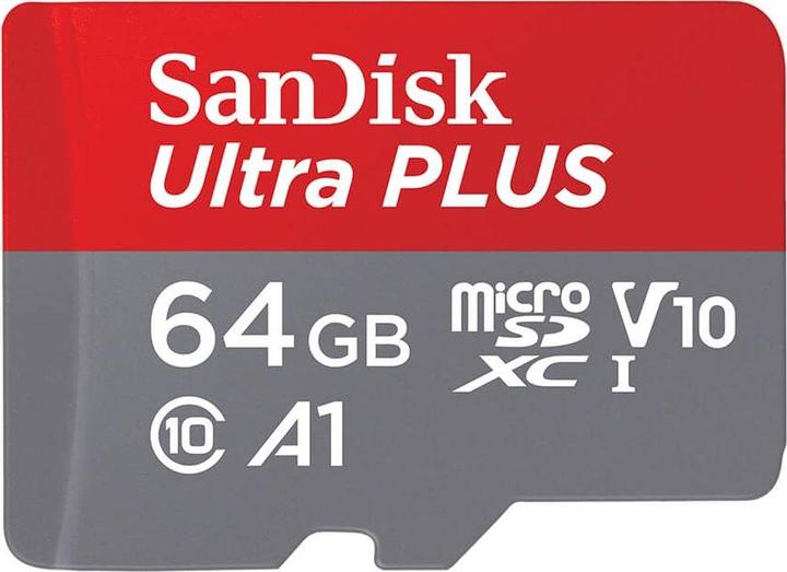 Image du produit SanDisk Ultra Plus uSD 64GB (64 Go, microSDXC, U3, UHS-I)