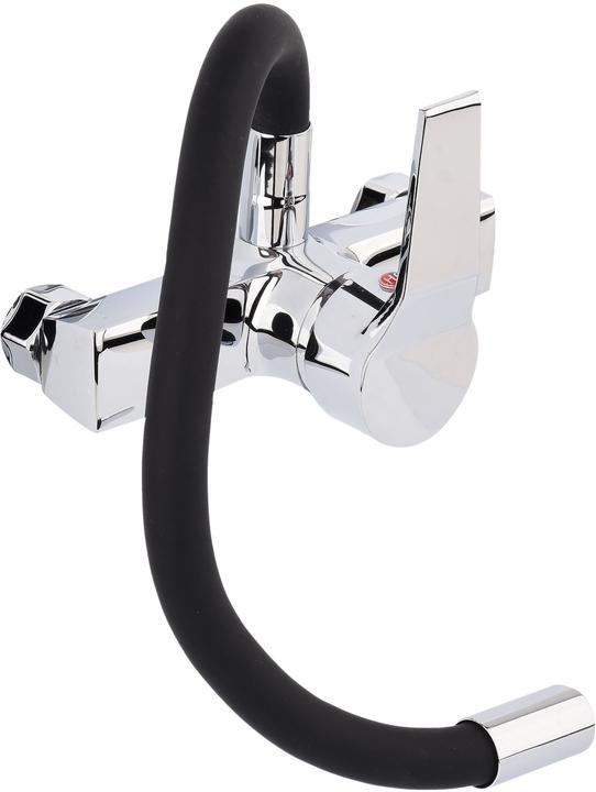 Produktbild Fala Küchenarmatur, Wandarmatur flexible, schwarz, Wasserhahn, Spültischarmatur, Mischbatterie