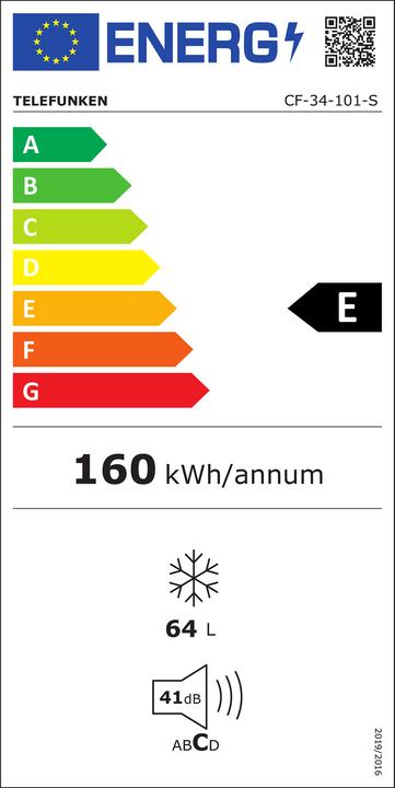Energie-Label Telefunken CF-34-101-S (Freistehend, 63 l)