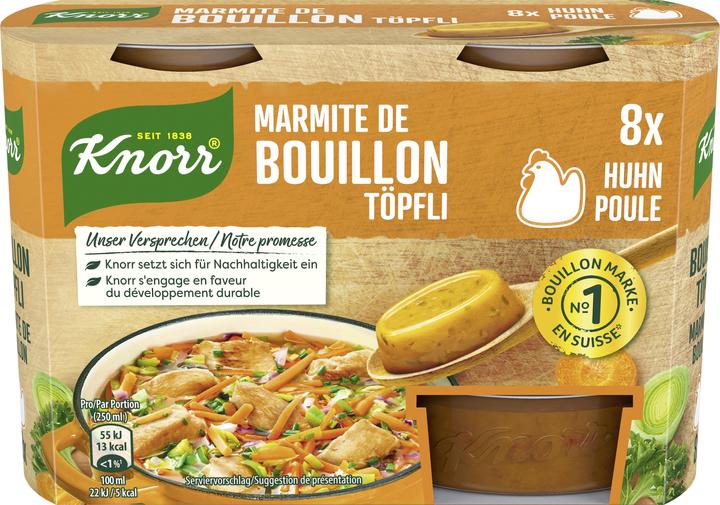 Produktbild Knorr Bouillon Töpfli Huhn, weiche Konsistenz & schnell löslich, Hühnerbouillon für Saucen, Fleisch & Wok