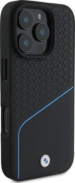 Actual product image BMW BMHMP16L23RDCLK iPhone 16 Pro 6.3" czarny/black hardcase Sign Leather Textured And Line MagSafe (Apple iPhone 16 Pro)