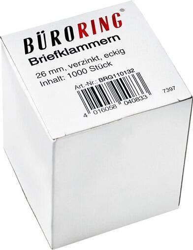 Produktbild Büroring Briefklammern 26 mm, verzinkt, eckig, 1000 Stück (1000 x)