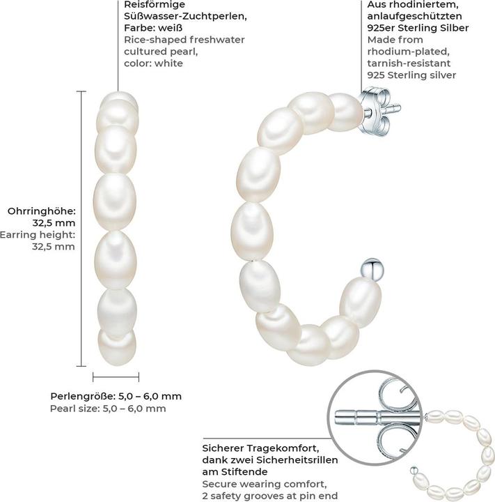 Immagine prodotto Valero Pearls Perle d'acqua dolce d'argento da donna - 3214 (Argento)