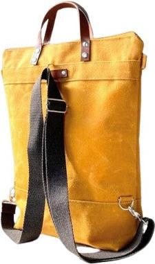 Only-Bags.Store Rucksack aus gewachstem Canvas - senfgelb, Cabrio-Rucksack, Windelrucksack, A3, Rucksäcke - mellow