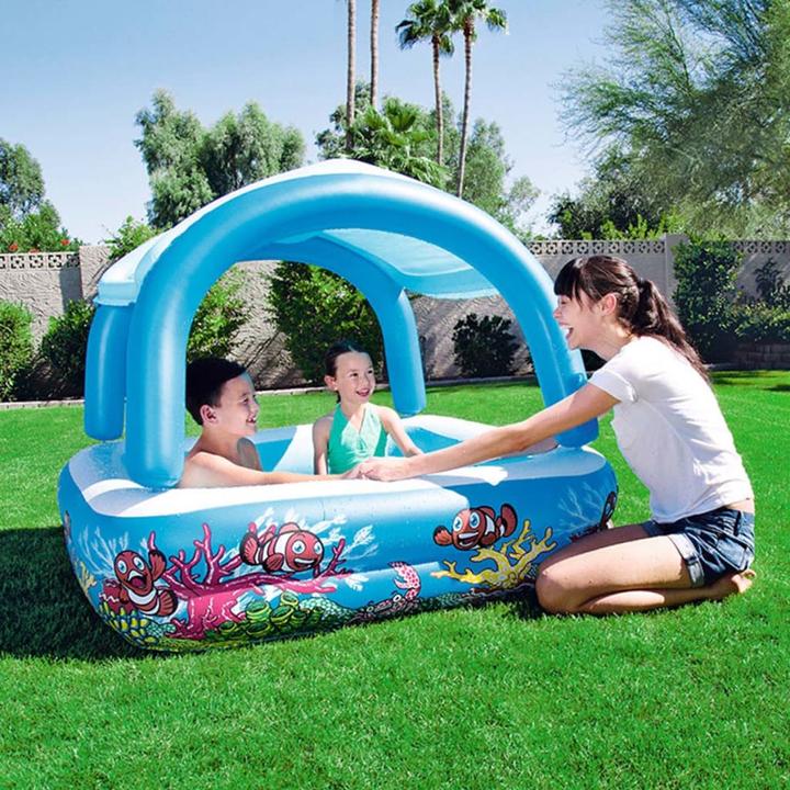 Produktbild Bestway Planschbecken Beach Buddy mit Sonnenschutzdach (140 x 140 x 114 cm)