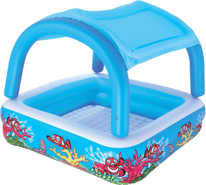 Produktbild Bestway Planschbecken Beach Buddy mit Sonnenschutzdach (140 x 140 x 114 cm)