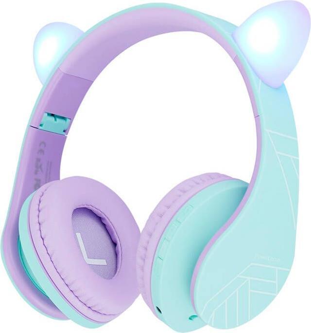 Productafbeelding PowerLocus Draadloze koptelefoon P2 voor kinderen Kattenoortjes (blauw/paars)