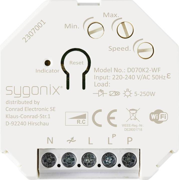 Sygonix SY-5775566 Unterputz Dimmer Geeignet für Leuchtmittel: LED-Lampe, Glühla