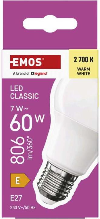 Actual product image Emos Classic A60 (E27, 7 W, 806 lm, 1 x, E)