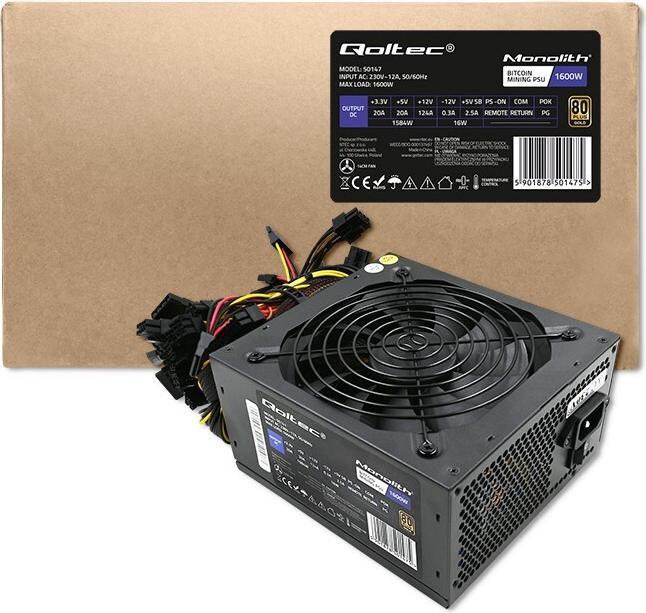Actual product image Qoltec 50147 ATX Power Supply 1600W 80 Plus Gold Bitcoin Miner (1600 W)