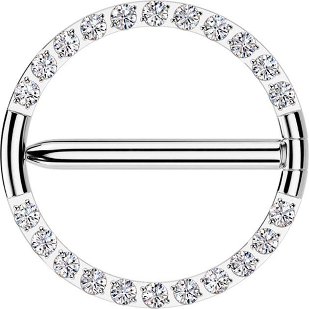 Image du produit Star Piercing Segmentring klappbar silber front unterbrochen Kristalle silber (Titane G23, sans laiton)